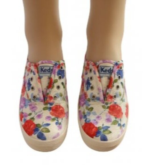 Keds Size 7  Floral Slip-On Canvas White Multicolor Casual Sneaker Shoes - Picture 1 of 12